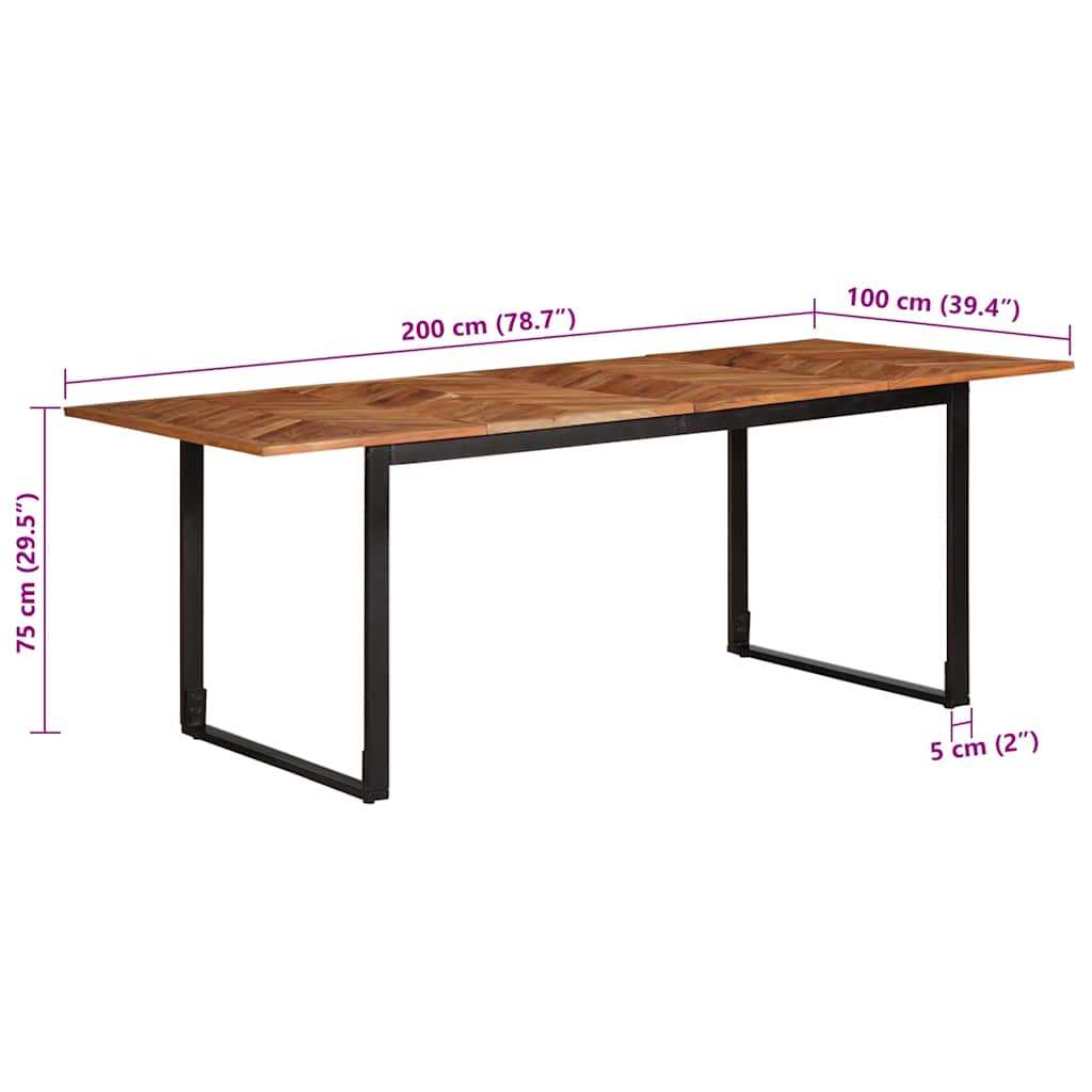 Spisebord 200x100x75 cm heltre akasie