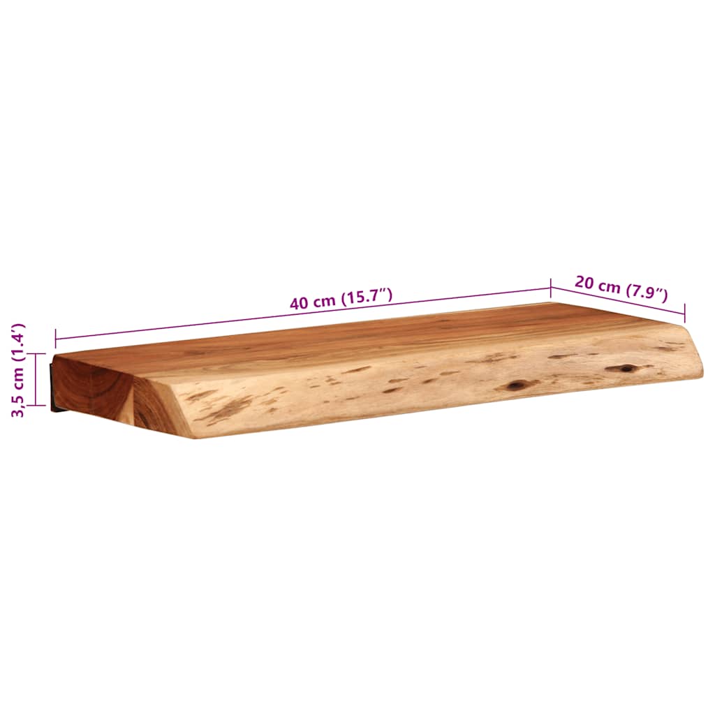 Vegghylle Tre 2 stk 40x20x3,5 cm heltre akasie