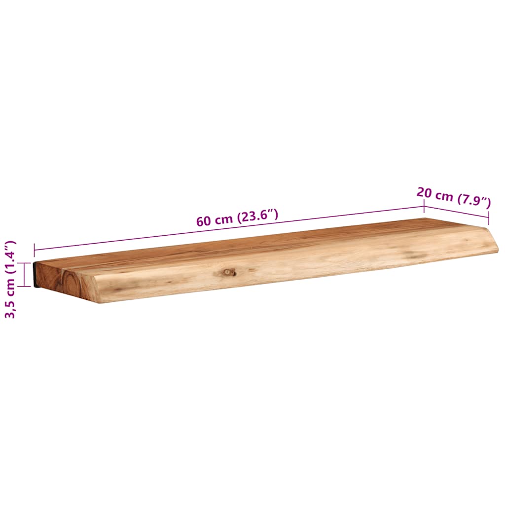 Vegghylle Tre 2 stk 60x20x3,5 cm heltre akasie
