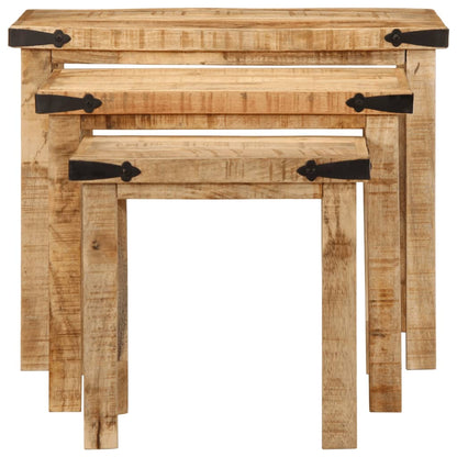 Sidebord Tre Stablebare 3 stk grovt heltre mangotre