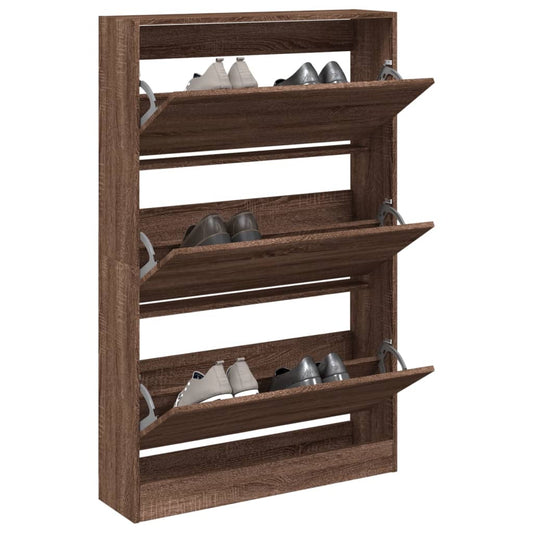 Skoskap Skohylle Skobenk Brun Eik 80x21x125,5 cm