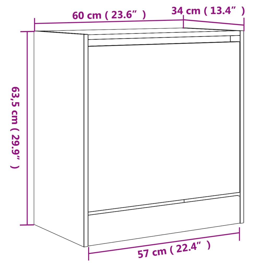 Skoskap Skohylle Skobenk Røkt Eik 60x34x63,5 cm