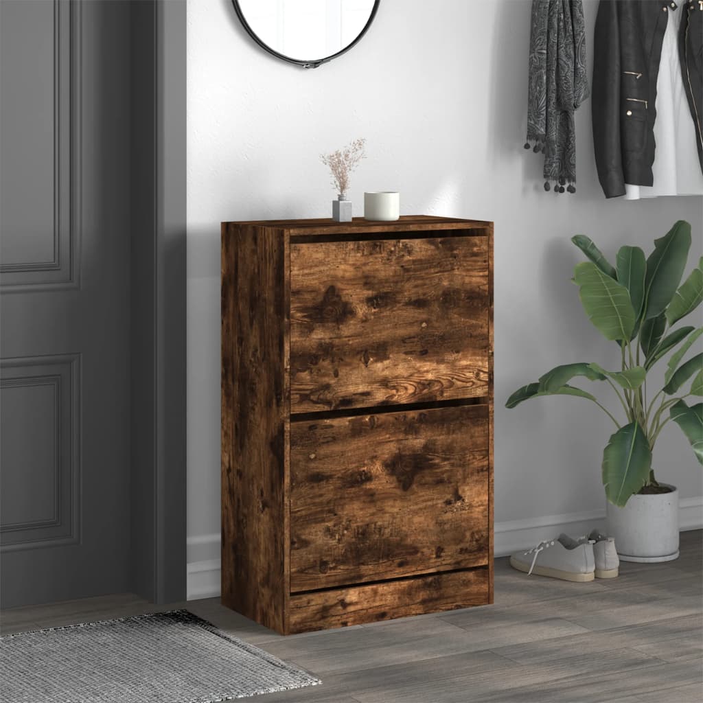 Skoskap Skohylle Skobenk Røkt Eik 60x34x96,5 cm
