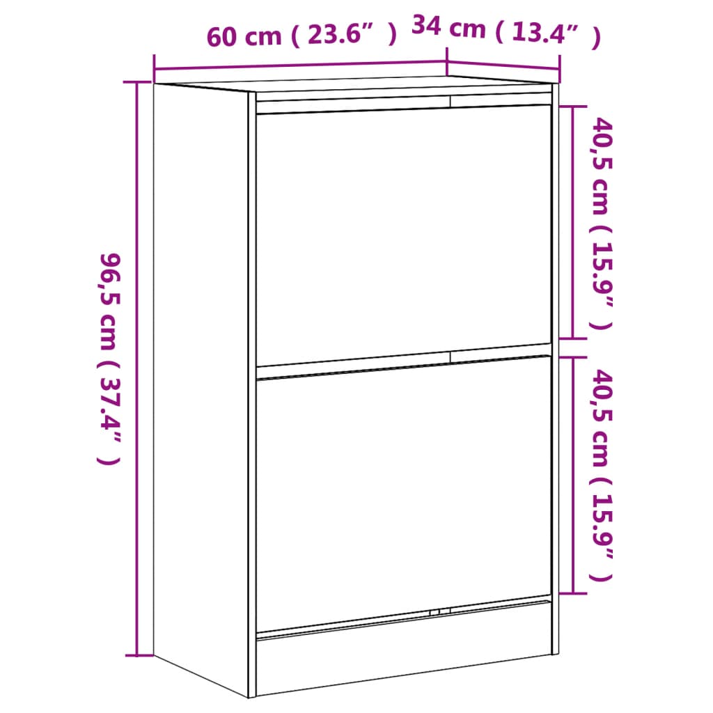 Skoskap Skohylle Skobenk Røkt Eik 60x34x96,5 cm
