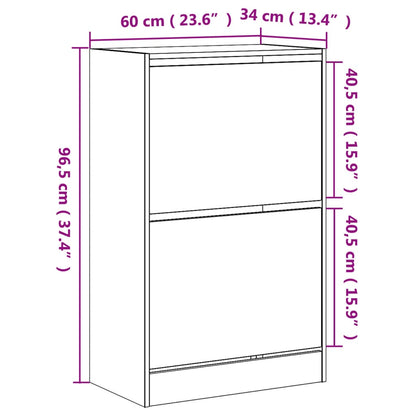 Skoskap Skohylle Skobenk Røkt Eik 60x34x96,5 cm