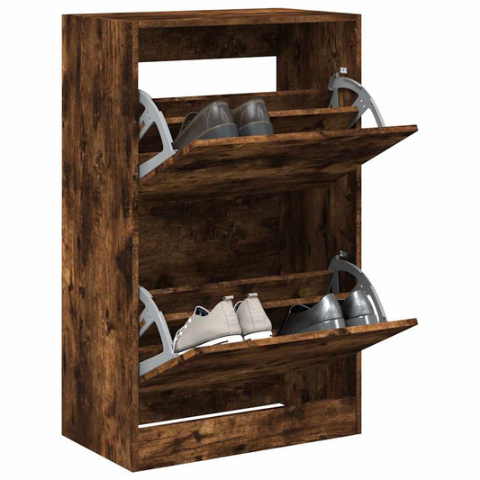 Skoskap Skohylle Skobenk Røkt Eik 60x34x96,5 cm