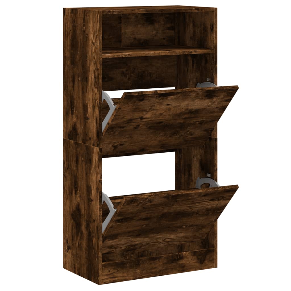 Skoskap Skohylle Skobenk Røkt Eik 60x34x116 cm