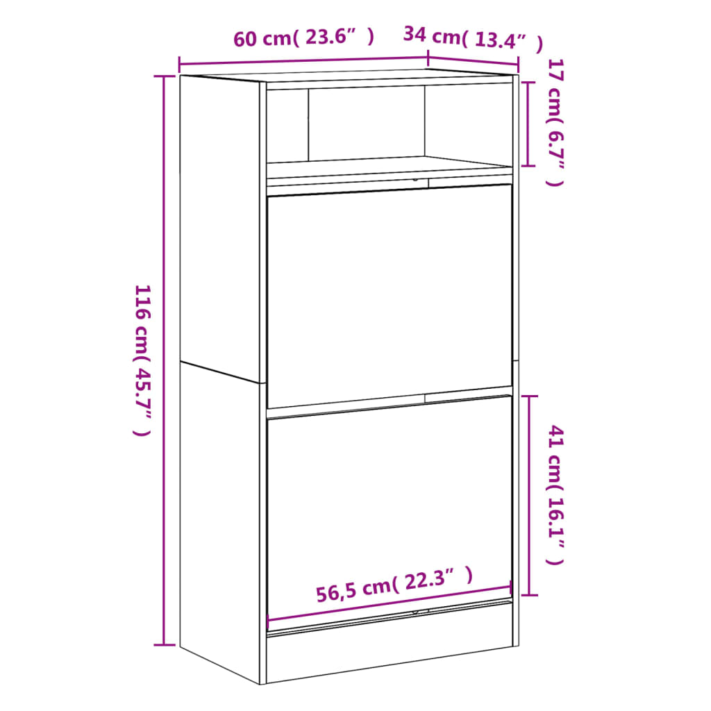 Skoskap Skohylle Skobenk Røkt Eik 60x34x116 cm