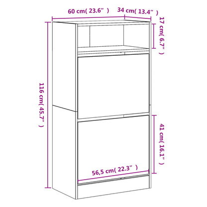 Skoskap Skohylle Skobenk Røkt Eik 60x34x116 cm