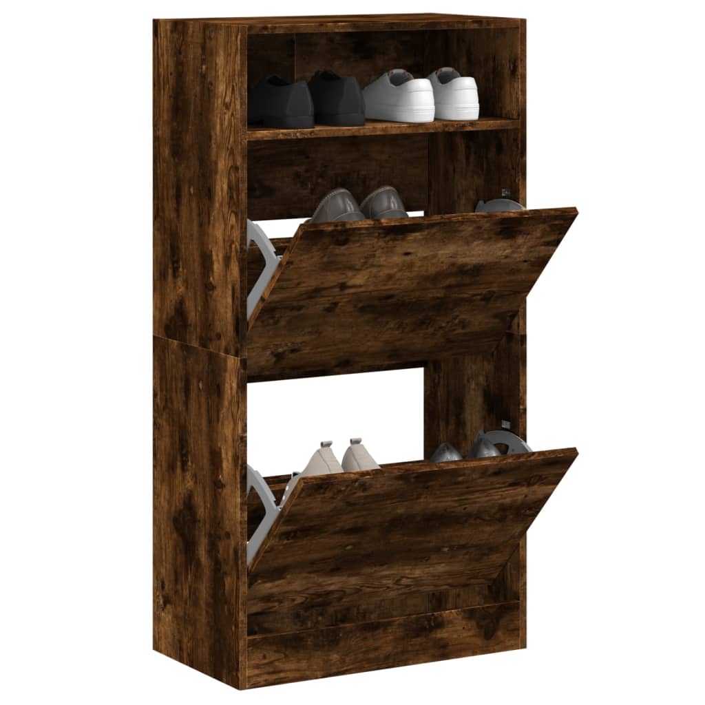 Skoskap Skohylle Skobenk Røkt Eik 60x34x116 cm