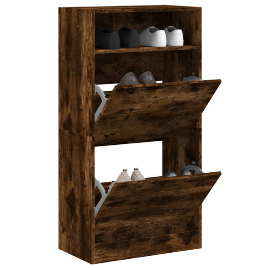 Skoskap Skohylle Skobenk Røkt Eik 60x34x116 cm