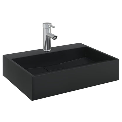 Baderomsvask 50x38x11 cm mineralstøpt/marmorstøpt Svart
