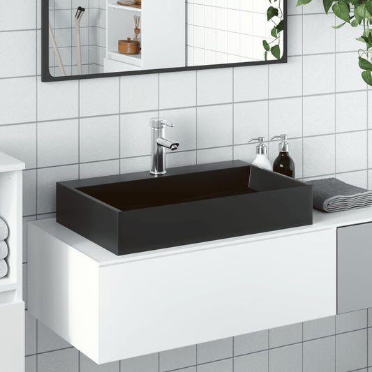 Baderomsvask 60x38x11 cm mineralstøpt/marmorstøpt Svart
