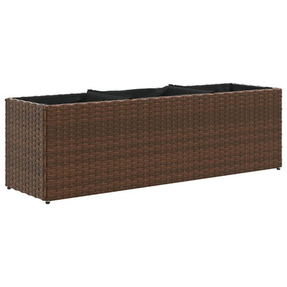 Plantekasse med 3 potter brun 105x30x32 cm polyrotting