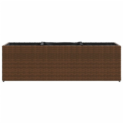 Plantekasse med 3 potter brun 105x30x32 cm polyrotting