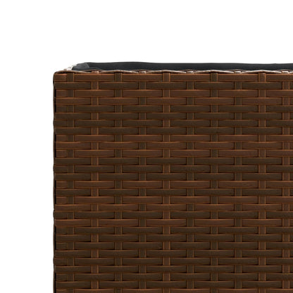 Plantekasse med 3 potter brun 105x30x32 cm polyrotting