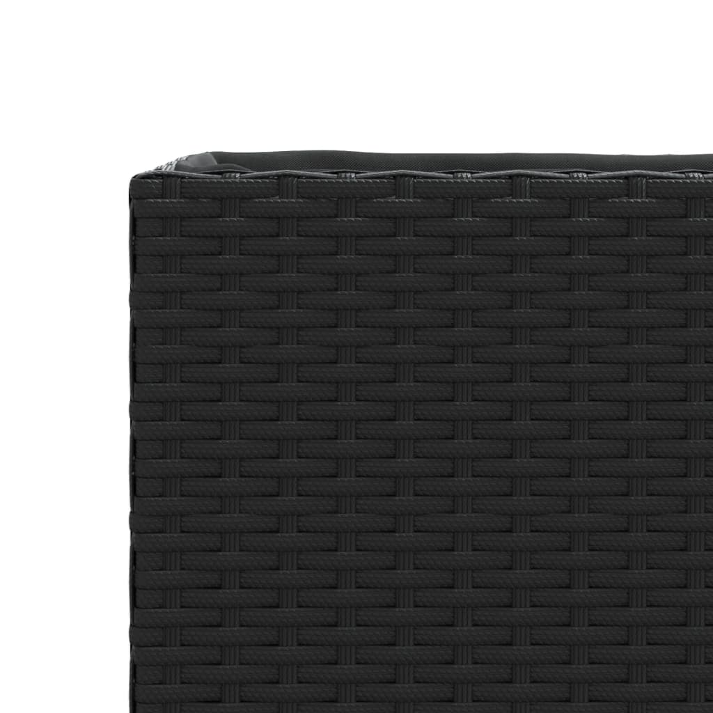 Plantekasse med hjul og 3 potter svart 107x32x38 cm polyrotting