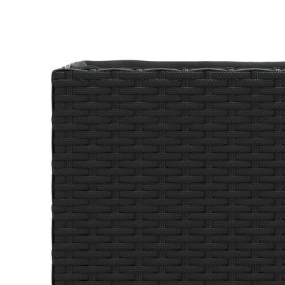 Plantekasse med hjul og 3 potter svart 107x32x38 cm polyrotting