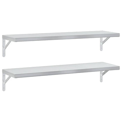 Vegghylle DIV. 2 stk 100x30 cm sølv rustfritt stål