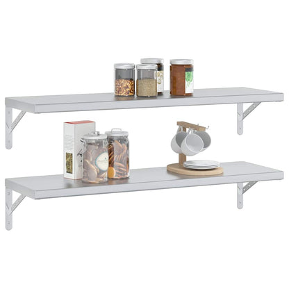 Vegghylle DIV. 2 stk 100x30 cm sølv rustfritt stål