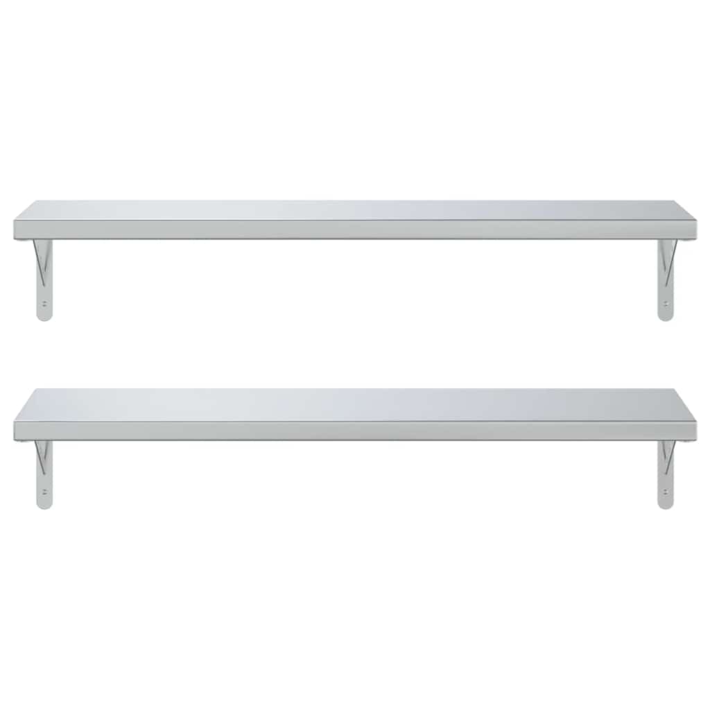 Vegghylle DIV. 2 stk 100x30 cm sølv rustfritt stål