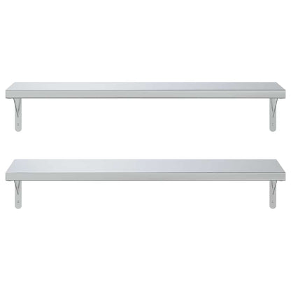 Vegghylle DIV. 2 stk 100x30 cm sølv rustfritt stål