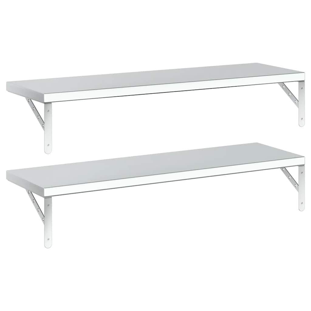 Vegghylle DIV. 2 stk 100x30 cm sølv rustfritt stål