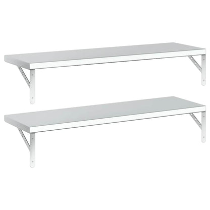 Vegghylle DIV. 2 stk 100x30 cm sølv rustfritt stål