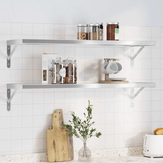 Vegghylle DIV. 2 stk 100x30 cm sølv rustfritt stål