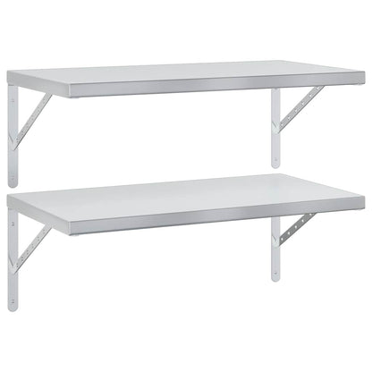 Vegghylle DIV. 2 stk 75x40 cm sølv rustfritt stål