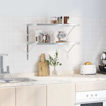 Vegghylle DIV. 2 stk 75x40 cm sølv rustfritt stål