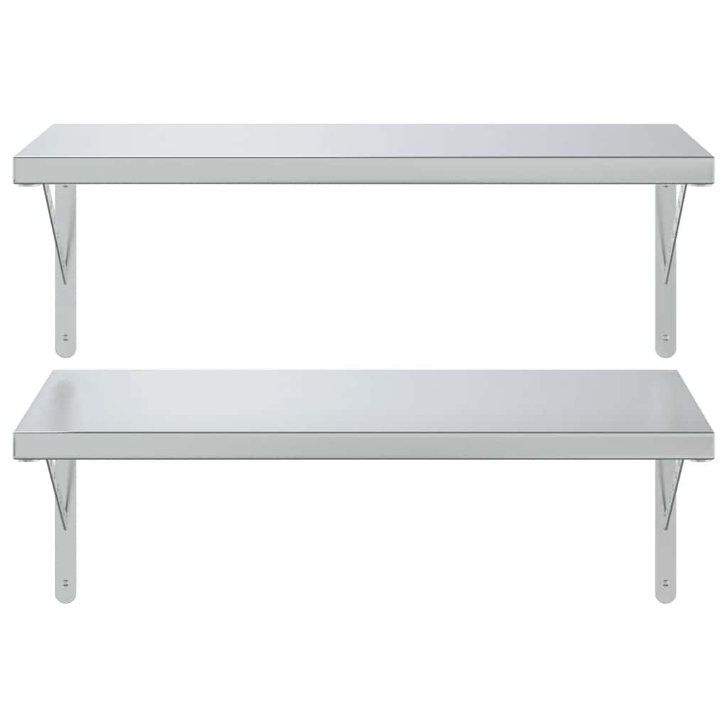 Vegghylle DIV. 2 stk 75x40 cm sølv rustfritt stål