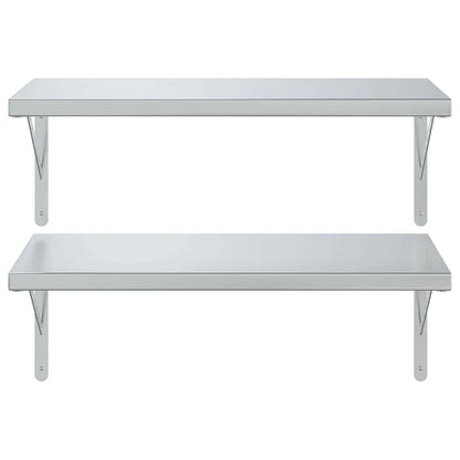 Vegghylle DIV. 2 stk 75x40 cm sølv rustfritt stål