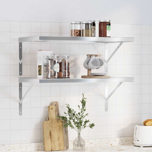 Vegghylle DIV. 2 stk 75x40 cm sølv rustfritt stål