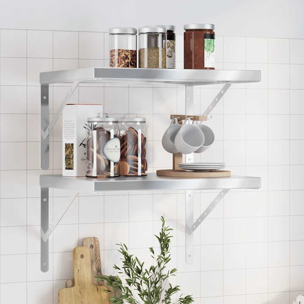 Vegghylle DIV. 2 stk 50x40 cm sølv rustfritt stål