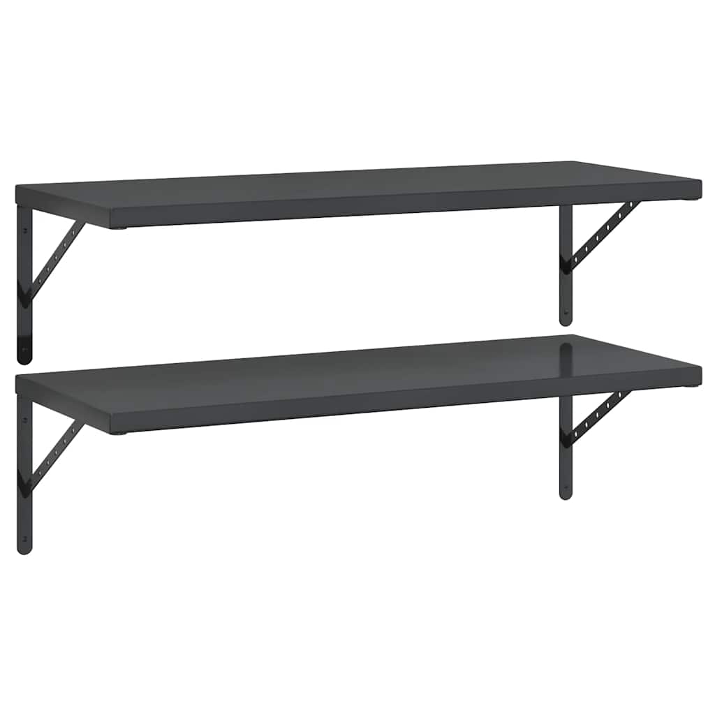 Vegghylle DIV. 2 stk 100x40 cm Svart rustfritt stål