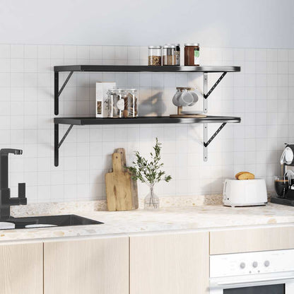 Vegghylle DIV. 2 stk 100x40 cm Svart rustfritt stål