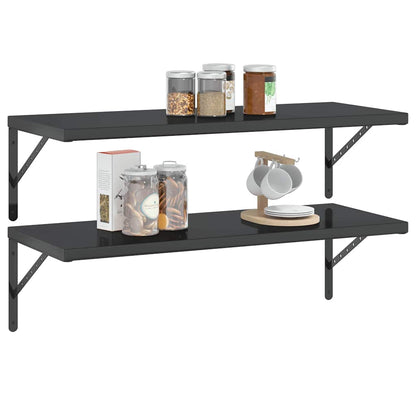Vegghylle DIV. 2 stk 100x40 cm Svart rustfritt stål
