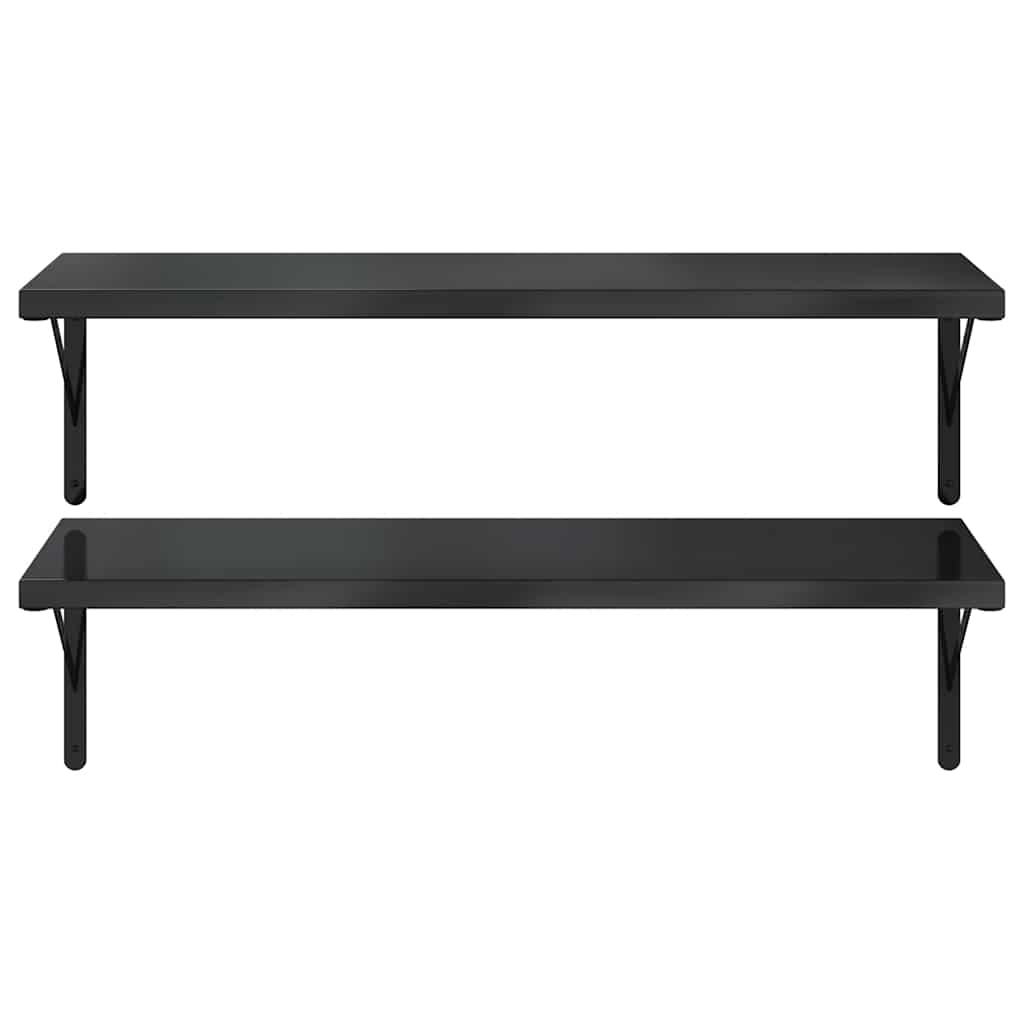 Vegghylle DIV. 2 stk 100x40 cm Svart rustfritt stål