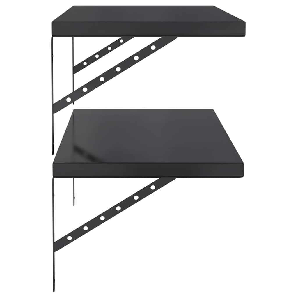 Vegghylle DIV. 2 stk 100x40 cm Svart rustfritt stål