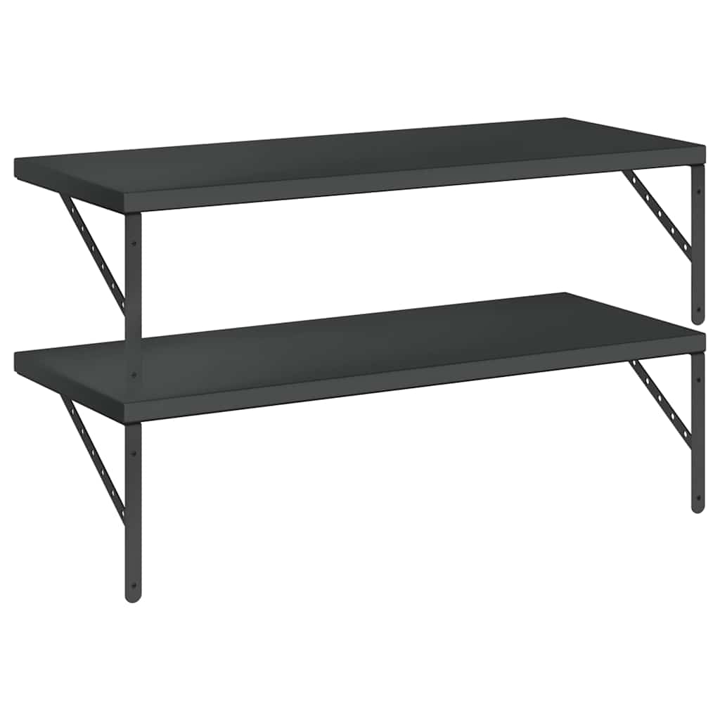 Vegghylle DIV. 2 stk 100x40 cm Svart rustfritt stål