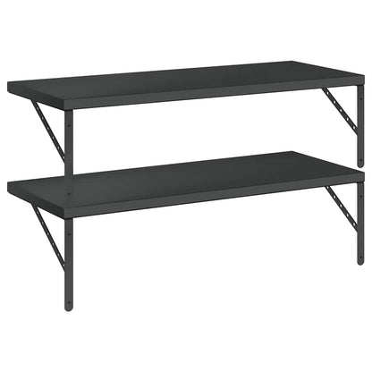 Vegghylle DIV. 2 stk 100x40 cm Svart rustfritt stål