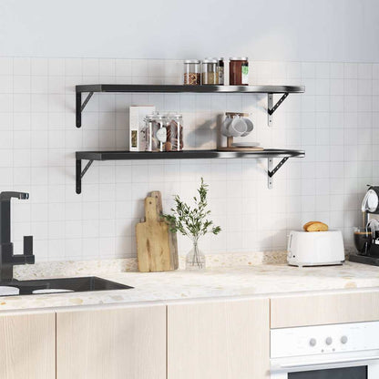 Vegghylle DIV. 2 stk 100x30 cm Svart rustfritt stål