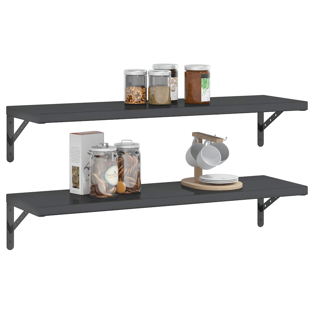 Vegghylle DIV. 2 stk 100x30 cm Svart rustfritt stål
