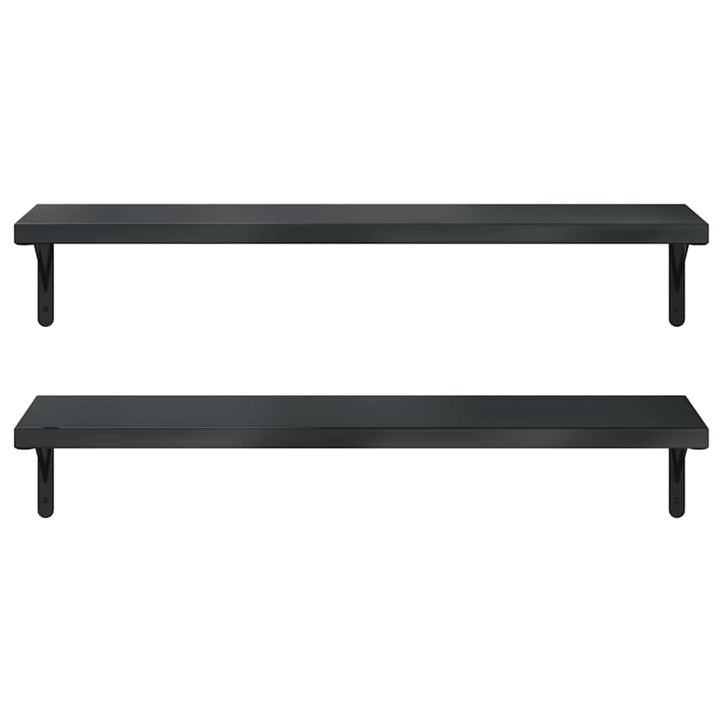 Vegghylle DIV. 2 stk 100x30 cm Svart rustfritt stål