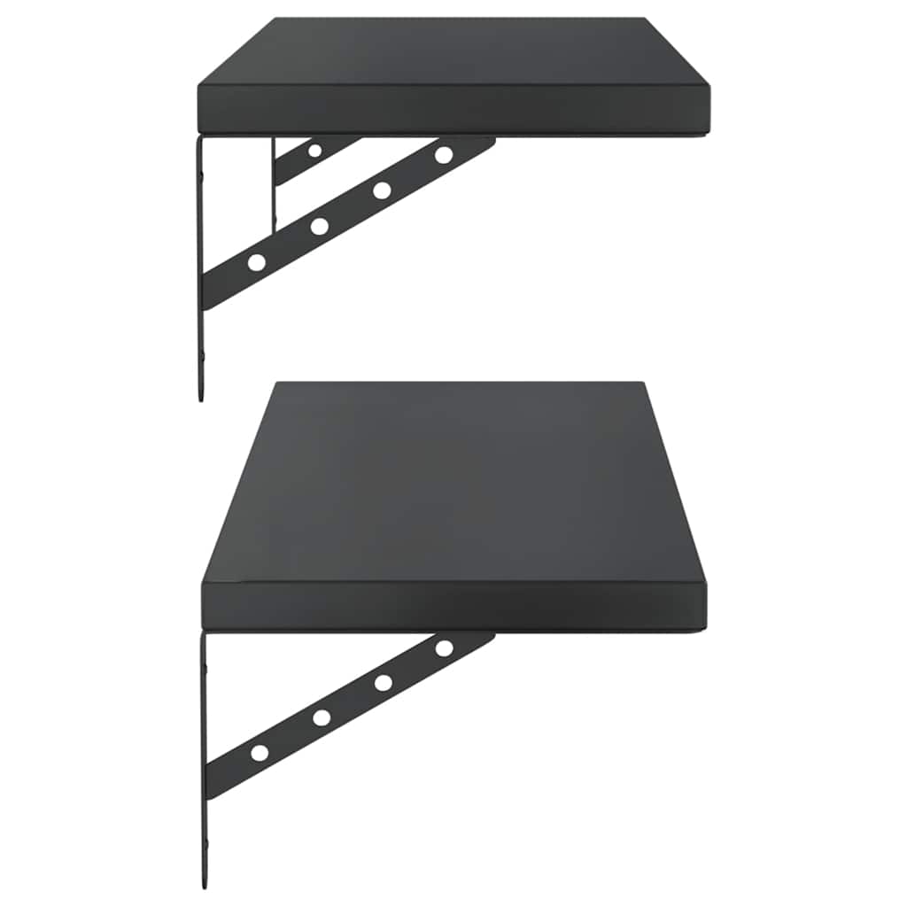 Vegghylle DIV. 2 stk 100x30 cm Svart rustfritt stål