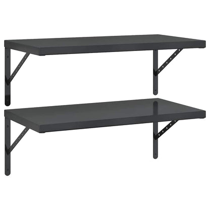 Vegghylle DIV. 2 stk 75x40 cm Svart rustfritt stål