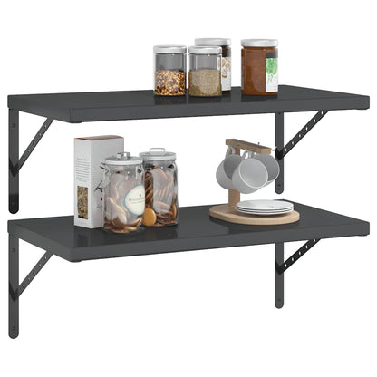 Vegghylle DIV. 2 stk 75x40 cm Svart rustfritt stål