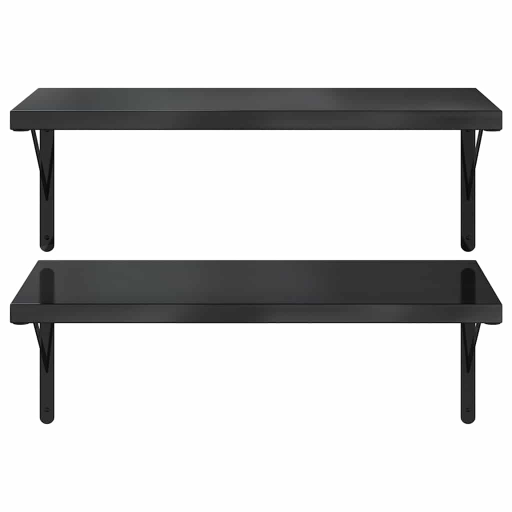 Vegghylle DIV. 2 stk 75x40 cm Svart rustfritt stål