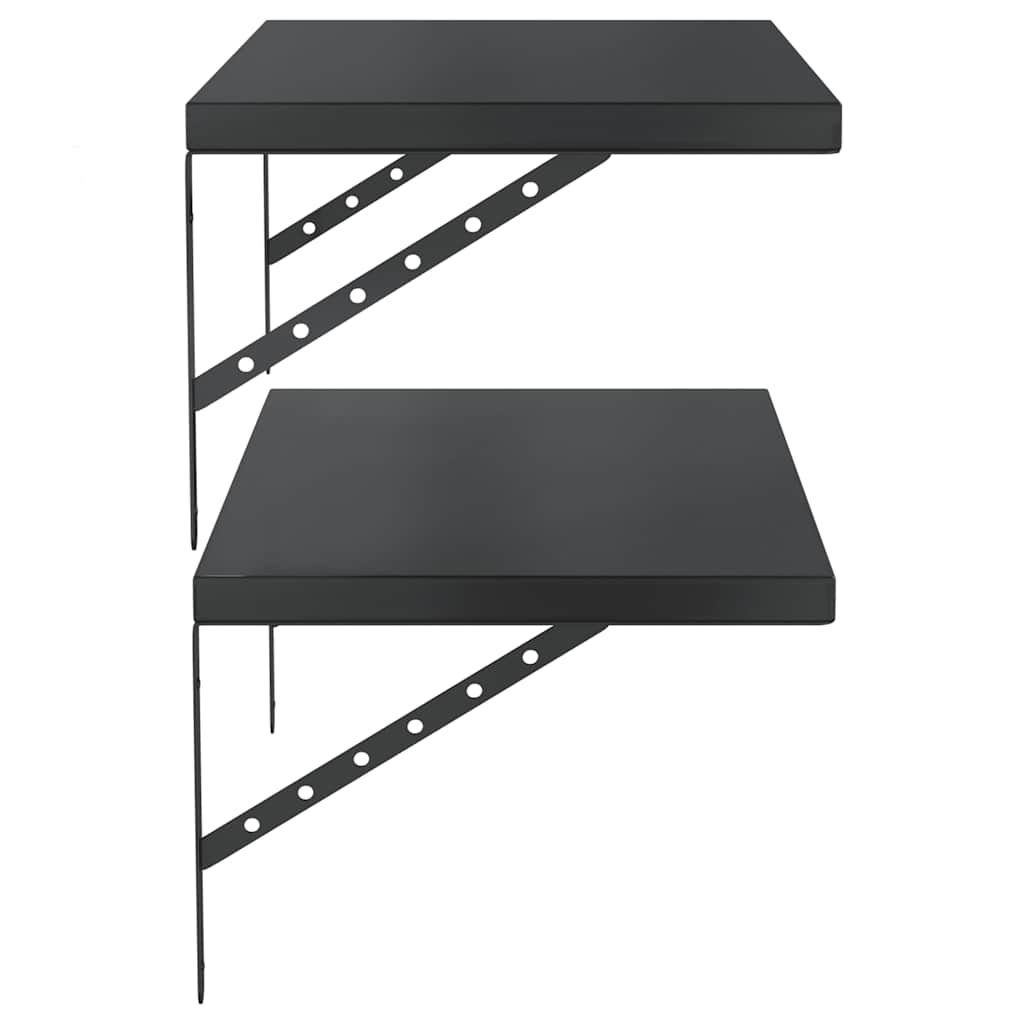 Vegghylle DIV. 2 stk 75x40 cm Svart rustfritt stål